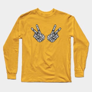 Peace Sign Hands Black Long Sleeve T-Shirt